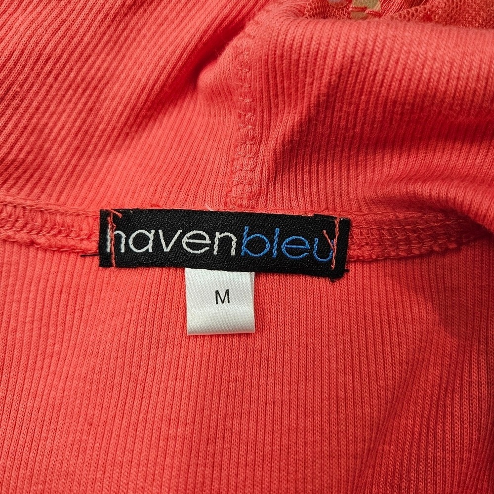 Haven Bleu Coral Zip Front Hoodie Medium Sequined Mesh Jacket Cropped Fit - Picture 9 of 16